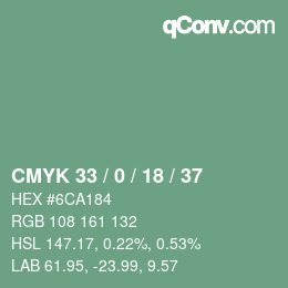 カラーコード: CMYK 33 / 0 / 18 / 37 | qconv.com