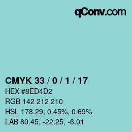 Color code: CMYK 33 / 0 / 1 / 17 | qconv.com