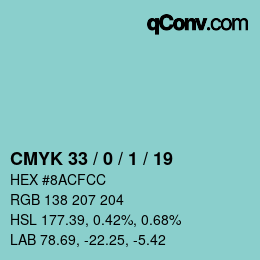 Color code: CMYK 33 / 0 / 1 / 19 | qconv.com