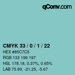 Color code: CMYK 33 / 0 / 1 / 22 | qconv.com