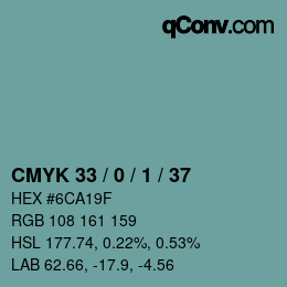 Color code: CMYK 33 / 0 / 1 / 37 | qconv.com
