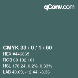 カラーコード: CMYK 33 / 0 / 1 / 60 | qconv.com