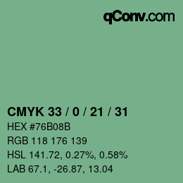 Código de color: CMYK 33 / 0 / 21 / 31 | qconv.com