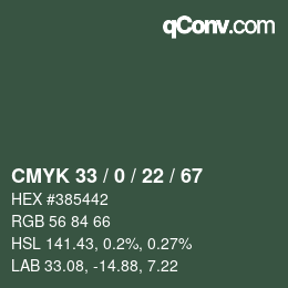 Color code: CMYK 33 / 0 / 22 / 67 | qconv.com