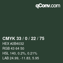 颜色代码: CMYK 33 / 0 / 22 / 75 | qconv.com
