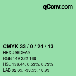颜色代码: CMYK 33 / 0 / 24 / 13 | qconv.com