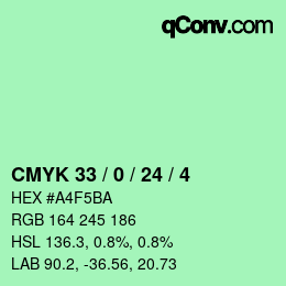 Color code: CMYK 33 / 0 / 24 / 4 | qconv.com