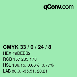 カラーコード: CMYK 33 / 0 / 24 / 8 | qconv.com