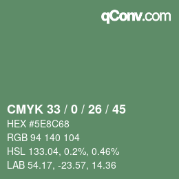 Farbcode: CMYK 33 / 0 / 26 / 45 | qconv.com
