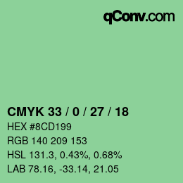 カラーコード: CMYK 33 / 0 / 27 / 18 | qconv.com