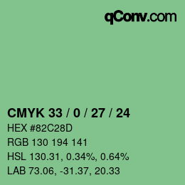 Farbcode: CMYK 33 / 0 / 27 / 24 | qconv.com