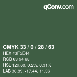 Color code: CMYK 33 / 0 / 28 / 63 | qconv.com