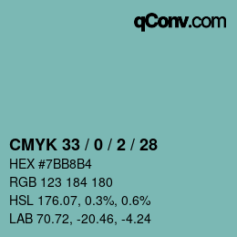 Color code: CMYK 33 / 0 / 2 / 28 | qconv.com