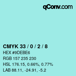 カラーコード: CMYK 33 / 0 / 2 / 8 | qconv.com