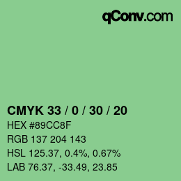 Color code: CMYK 33 / 0 / 30 / 20 | qconv.com