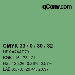 カラーコード: CMYK 33 / 0 / 30 / 32 | qconv.com