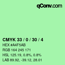 颜色代码: CMYK 33 / 0 / 30 / 4 | qconv.com