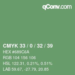 Farbcode: CMYK 33 / 0 / 32 / 39 | qconv.com