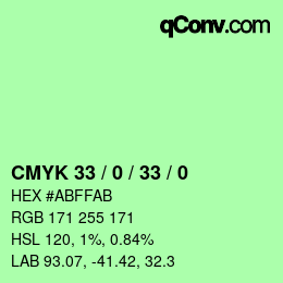 颜色代码: CMYK 33 / 0 / 33 / 0 | qconv.com