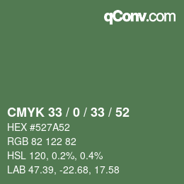 Color code: CMYK 33 / 0 / 33 / 52 | qconv.com
