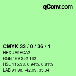 Color code: CMYK 33 / 0 / 36 / 1 | qconv.com