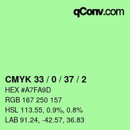 颜色代码: CMYK 33 / 0 / 37 / 2 | qconv.com