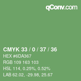 カラーコード: CMYK 33 / 0 / 37 / 36 | qconv.com