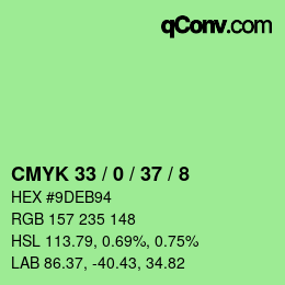 Color code: CMYK 33 / 0 / 37 / 8 | qconv.com