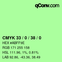 颜色代码: CMYK 33 / 0 / 38 / 0 | qconv.com