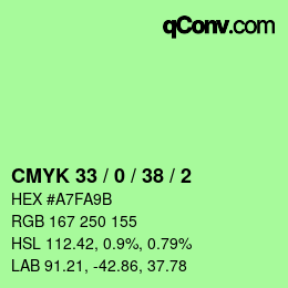 カラーコード: CMYK 33 / 0 / 38 / 2 | qconv.com