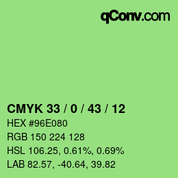 カラーコード: CMYK 33 / 0 / 43 / 12 | qconv.com