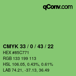 カラーコード: CMYK 33 / 0 / 43 / 22 | qconv.com