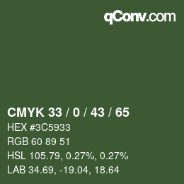 Color code: CMYK 33 / 0 / 43 / 65 | qconv.com