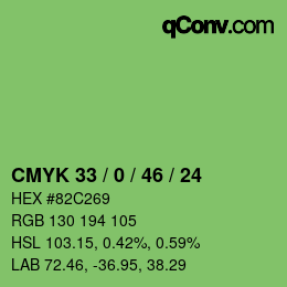 カラーコード: CMYK 33 / 0 / 46 / 24 | qconv.com