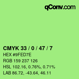 カラーコード: CMYK 33 / 0 / 47 / 7 | qconv.com