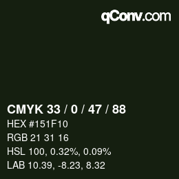 Color code: CMYK 33 / 0 / 47 / 88 | qconv.com