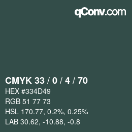 颜色代码: CMYK 33 / 0 / 4 / 70 | qconv.com