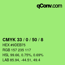 Color code: CMYK 33 / 0 / 50 / 8 | qconv.com