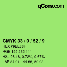 カラーコード: CMYK 33 / 0 / 52 / 9 | qconv.com
