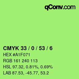 カラーコード: CMYK 33 / 0 / 53 / 6 | qconv.com