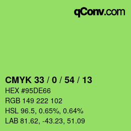カラーコード: CMYK 33 / 0 / 54 / 13 | qconv.com