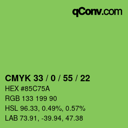 Color code: CMYK 33 / 0 / 55 / 22 | qconv.com