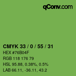 Color code: CMYK 33 / 0 / 55 / 31 | qconv.com