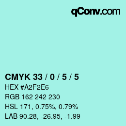 Color code: CMYK 33 / 0 / 5 / 5 | qconv.com