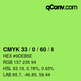 颜色代码: CMYK 33 / 0 / 60 / 8 | qconv.com