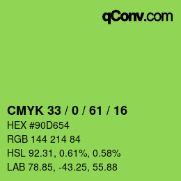 Color code: CMYK 33 / 0 / 61 / 16 | qconv.com