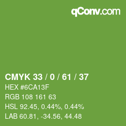 Color code: CMYK 33 / 0 / 61 / 37 | qconv.com