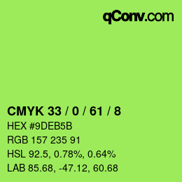 Color code: CMYK 33 / 0 / 61 / 8 | qconv.com