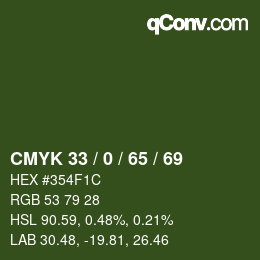 颜色代码: CMYK 33 / 0 / 65 / 69 | qconv.com