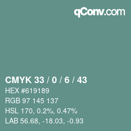 颜色代码: CMYK 33 / 0 / 6 / 43 | qconv.com